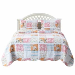 Greenland Home Everly Shabby Chic Floral Design 2 Pieces Quilt Set, Twin/XL, Blue Blue