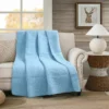 MarCielo 100% Cotton Quilted Throw 50 X 60 Inches Light Blue