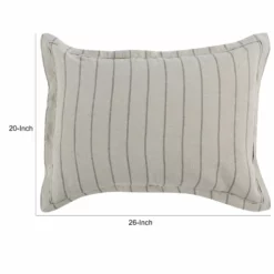 Tara 26 Inch Linen Standard Pillow Sham, Stone Washed, Stripe Design-Benzara Beige -Bed Linings Sales 2024 af3aedbc98c94b5ebf941a471655f998