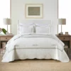 MarCielo 3-Piece 100% White Cotton Oversized Bedspread Set Coverlet Set Lightweight Quilt Set Sakura White