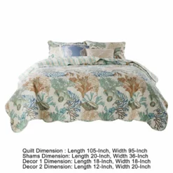 Wade Quilt Set, Ocean Design, Scalloped Edges, Floral Pattern-Benzara Multicolor 9 Wade Quilt Set, Ocean Design, Scalloped Edges, Floral Pattern-Benzara Multicolor -Bed Linings Sales 2024 b1300c6fef5f48fda0a38fea2a6459e6