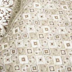 Boho Stripe Reversible Oversized Cotton Quilt 3Pc Set Neutral