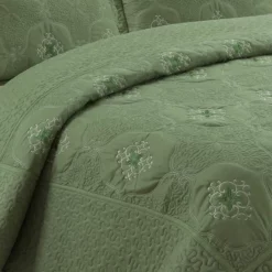 MarCielo 3 Piece Quilted Embroidery Quilts Bedspreads Set Emma Sage -Bed Linings Sales 2024 b26b10abf52d4ffb9e6189b1ca2ebd2a
