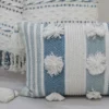 14"x20" Accent Pillow With Large Poms And Corner Tassles