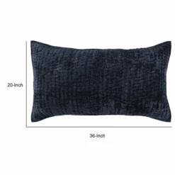 Lipa 20 X 36 Hand Stitched Lumbar King Pillow Sham, Rayon Velvet-Benzara Blue -Bed Linings Sales 2024 b63489e39de646d4aec7be6e8ff00df4