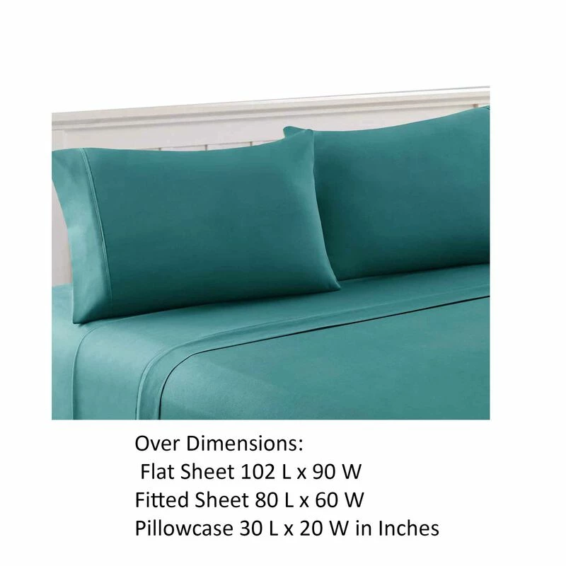 Bezons 4 Piece Queen Size Microfiber Sheet Set The Urban Port, Blue-Benzara 3 Bezons 4 Piece Queen Size Microfiber Sheet Set The Urban Port, Blue-Benzara - Image 3