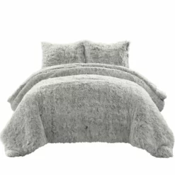 Emma Cozy Ultra Soft Two Tone Faux Fur Comforter 3-Pc Set Gray