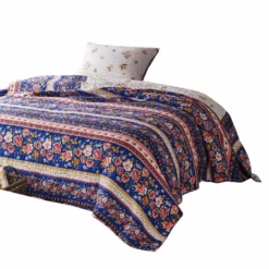 Loir 2 Piece Twin Quilt Set With Floral Print, Multicolor-Benzara -Bed Linings Sales 2024 bcd61afe660c4e88af741d1eafa56243