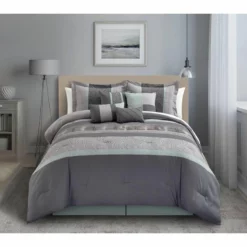 Chic Home 4385K17US Euphoria 12 Piece BedBag Embroidered Comforter Set With 4 Piece Sheet Set, King