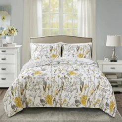 Adalia Quilt 3Pc Set Yellow/Gray