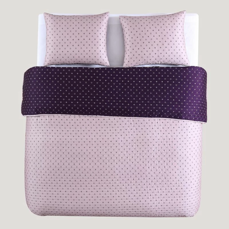 Bebejan Cordon Purple 100% Cotton 230 Thread Count 3-Piece Reversible Quilt Set. Purple 8 Bebejan Cordon Purple 100% Cotton 230 Thread Count 3-Piece Reversible Quilt Set. Purple - Image 8