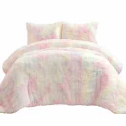 Emma Cozy Ultra Soft Rainbow Faux Fur Kids Back To Campus Comforter 3-Pc Set Rainbow