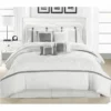Chic Home 127160K07US Vermont White & King 12 Piece BedBag Comforter Set With 4 Piece Sheet Set