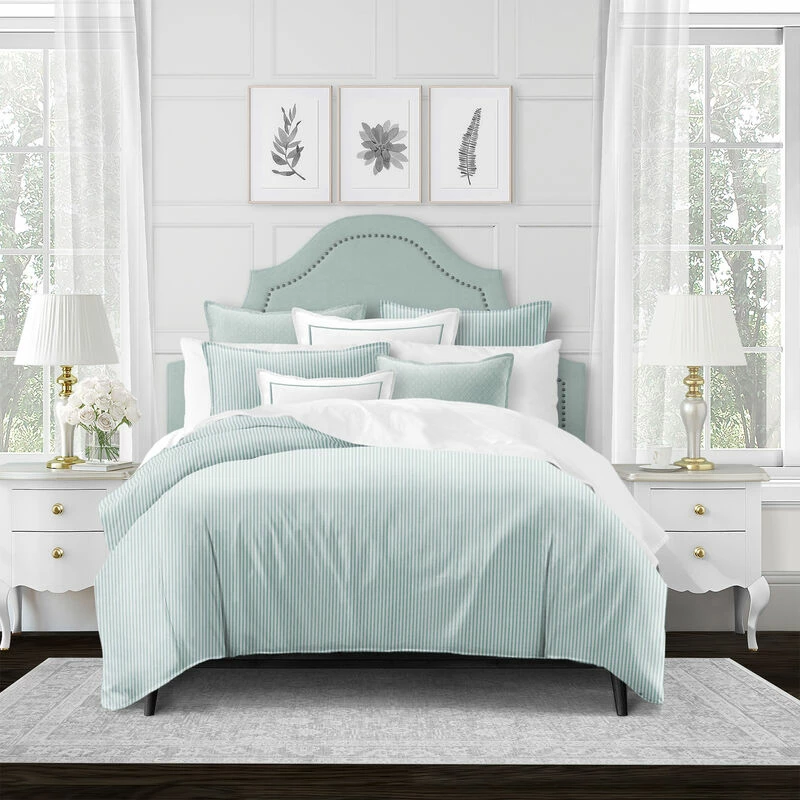 6ix Tailors Fine Linens Crown Stripe Glacier Coverlet Set Glacier 2 6ix Tailors Fine Linens Crown Stripe Glacier Coverlet Set Glacier - Image 2