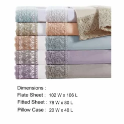 Udine 4 Piece King Size Microfiber Sheet Set With Crochet Lace The Urban Port, Pink-Benzara -Bed Linings Sales 2024 d12a04fa49f442c7954d400b6dbcc54e