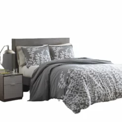 QuikFurn 3-Piece Cotton Comforter Set Grey