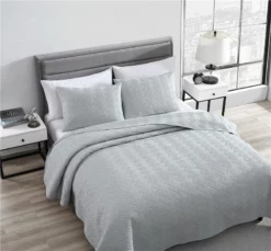 Willow 3 Piece Queen Quilt Set Gray Gray