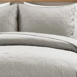 Mid Century Circle Reversible Oversized Cotton Quilt 3Pc Set Gray -Bed Linings Sales 2024 d6589704ebaf49bbaa063031bf33c70f