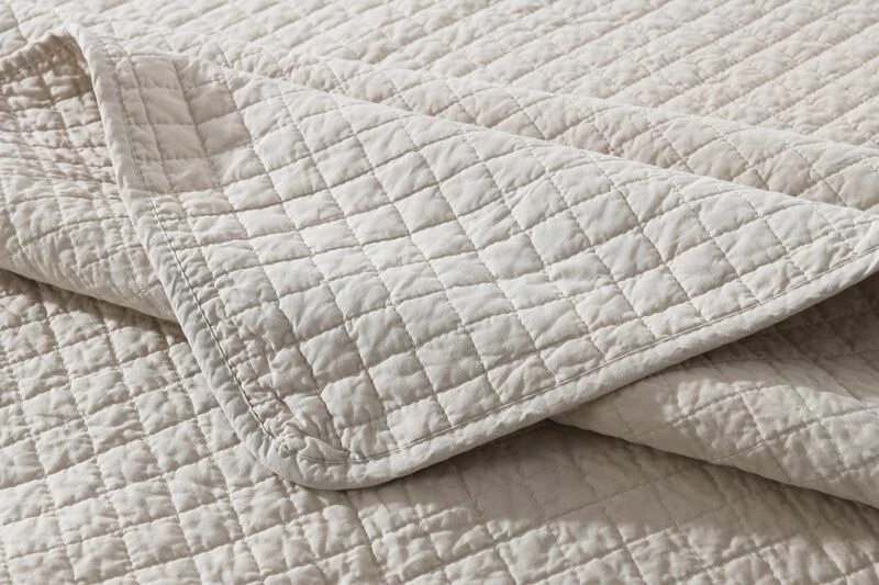 MarCielo 100% Cotton Quilted Throw 50 X 60 Inches Natural Beige 3 MarCielo 100% Cotton Quilted Throw 50 X 60 Inches Natural Beige - Image 3