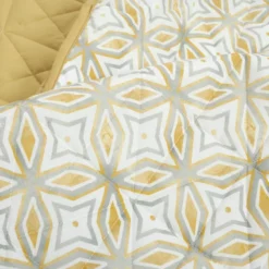 Mid Century Modern Geo Reversible Quilt Yellow 3Pc Set Full/Queen Yellow -Bed Linings Sales 2024 d91ad126f5594ef9aed75471373078ef