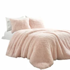 Emma Faux Fur Comforter 3-Pc Set Blush