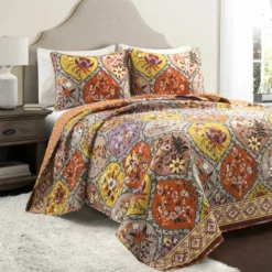 Bohemian Flower Reversible Oversized Cotton Quilt 3Pc Set Tangerine/Lilac -Bed Linings Sales 2024 da049ddbb6f64628880710367a67a47f
