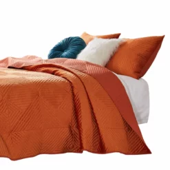 Ahab 2 Piece Velvet Quilt Set, Diamond Quilting Design-Benzara Orange -Bed Linings Sales 2024 dc5dfb706a6346e5be0f374906f8de8e