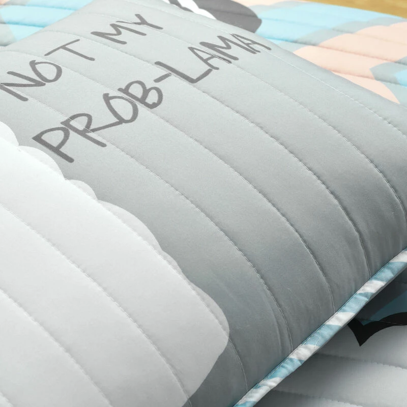 Cool As Llama Reversible Quilt 4Pc Set Gray/Pink 6 Cool As Llama Reversible Quilt 4Pc Set Gray/Pink - Image 6