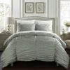 Chic Home Kaiah 7 Piece Comforter Set Contemporary Striped Ruched Ruffled Design Sheet Set Pillowcases Pillow Shams Included Grey