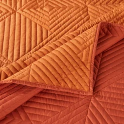 Ahab 2 Piece Velvet Quilt Set, Diamond Quilting Design-Benzara Orange -Bed Linings Sales 2024 dff8d01fe37347c3956e1d09ca4c3266