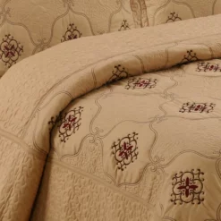 MarCielo 3 Piece Quilted Embroidery Quilts Bedspreads Set Emma Gold -Bed Linings Sales 2024 e0390efd0f9e46978d71b59a05c266f3