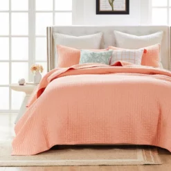 Greenland Home Fashions Monterrey Finely Stitched Quilt Set Classic Coral