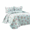 Cottage Core Floral Ruffle Reversible Oversized Quilt 3Pc Set Blue/Blush