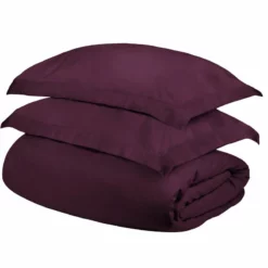 HomeRoots Plum Twin Cotton Blend 400 Thread Count Washable Duvet Cover Set