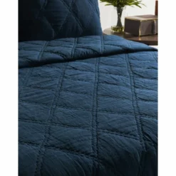 Hara Hand Quilted Flax Linen Quilt Polyester Fill, Midnight Blue-Benzara Blue -Bed Linings Sales 2024 e605a6ff13a54d6ea692d680e40042bb