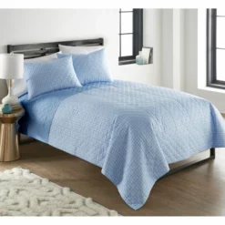 Seersucker 6-in-1 Quilt Set Americana Stripe Carlton Plaid Blue