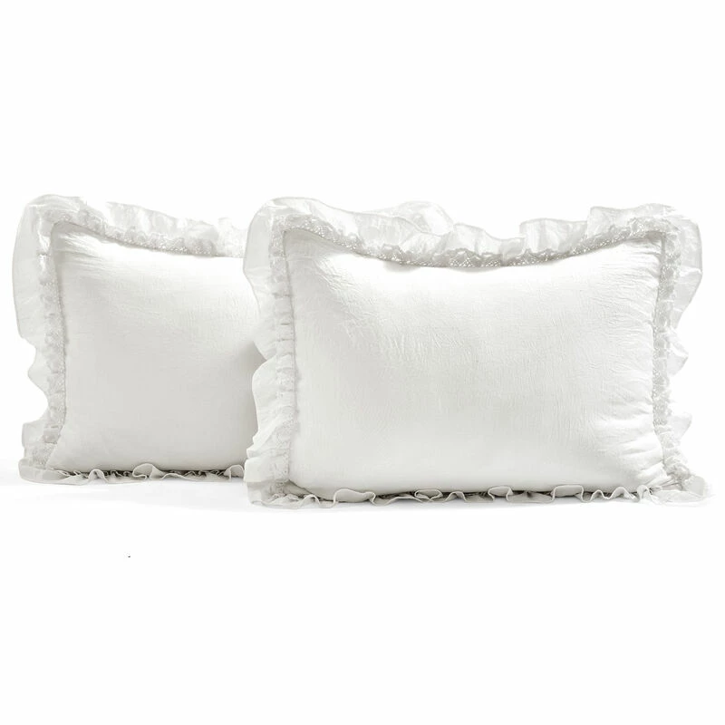 Ella Ruffle Lace Bedspread 3Pc Set White 5 Ella Ruffle Lace Bedspread 3Pc Set White - Image 5