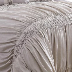 Rue 8 Piece Comforter Set, Microfiber, Pleated Design, Beige-Benzara Beige -Bed Linings Sales 2024 ec8eb2ffadf443b7a18454e8203d98b6