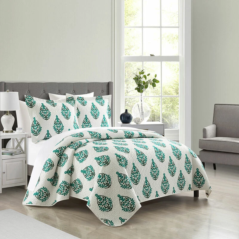 Chic Home Breana Quilt Set Floral Medallion Print Design Bed In A Bag Bedding Green Green 3 Chic Home Breana Quilt Set Floral Medallion Print Design Bed In A Bag Bedding Green Green - Image 3