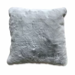 20 X 20 Inch Fabric Accent Pillow With Fur Like Texture, Light Gray-Benzara