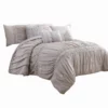 Rue 8 Piece Comforter Set, Microfiber, Pleated Design, Beige-Benzara Beige