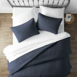 QuikFurn 2 Piece Microfiber Farmhouse Coverlet Bedspread Set Navy -Bed Linings Sales 2024 f6286348076246ed9422fdda2876be2b