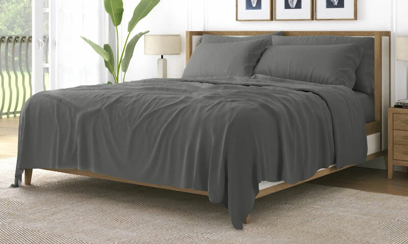 6 Piece Essential Solid Colors Bed Set - Fitted Sheet, Flat Sheet, Extra Pillowcase(s) Gray 2 6 Piece Essential Solid Colors Bed Set - Fitted Sheet, Flat Sheet, Extra Pillowcase(s) Gray - Image 2