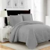 RT Designers Collection Bella 3pc Pinsonic Premium Quality All Year Round Quilt Set For Revitalize Bedroom Queen Silver Silver