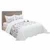3 PCS Quilt Bedspread Coverlet White Floral Design Microfiber Full Size White