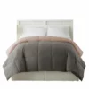 Genoa Twin Size Box Quilted Reversible Comforter The Urban Port, Gray And Pink-Benzara