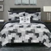 Chic Home Eliana 4 Piece Reversible Quilt Coverlet Set Embossed Patchwork Bohemian Paisley Print Quilted Design Bedding Queen Black Black