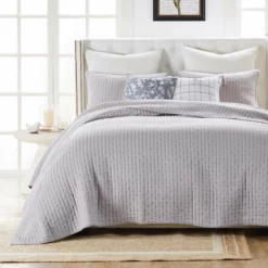 Greenland Home Fashions Monterrey Finely Stitched Quilt Set Classic Gray