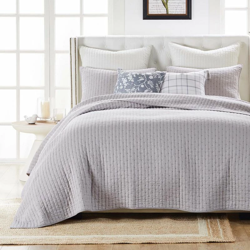 Greenland Home Fashions Monterrey Finely Stitched Quilt Set Classic Gray 1 Greenland Home Fashions Monterrey Finely Stitched Quilt Set Classic Gray